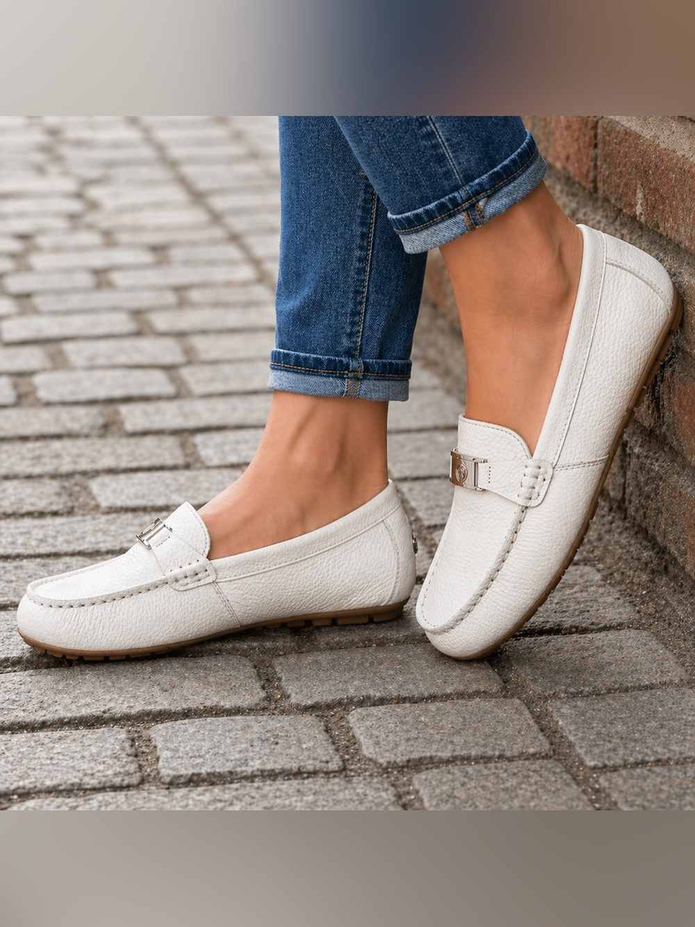 Giani Bernini Women's White Leather Dailyn Penny Loafers Slip On Flats 8.5M